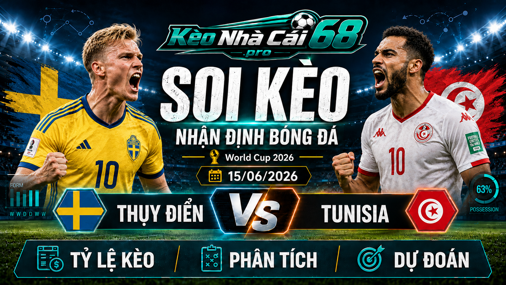 Đội hình dự kiến trước trận Thụy Điển vs Tunisia